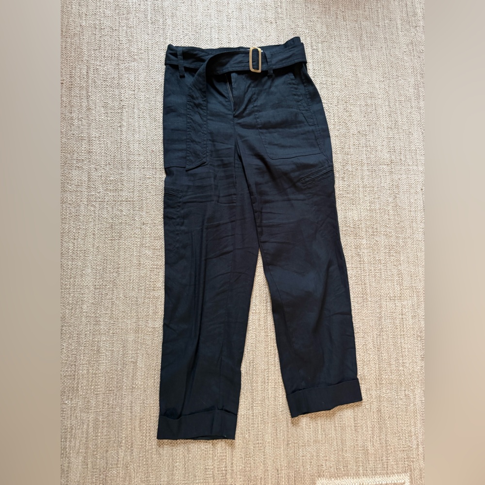 Vince Belted Linen Blend Pants Size Small